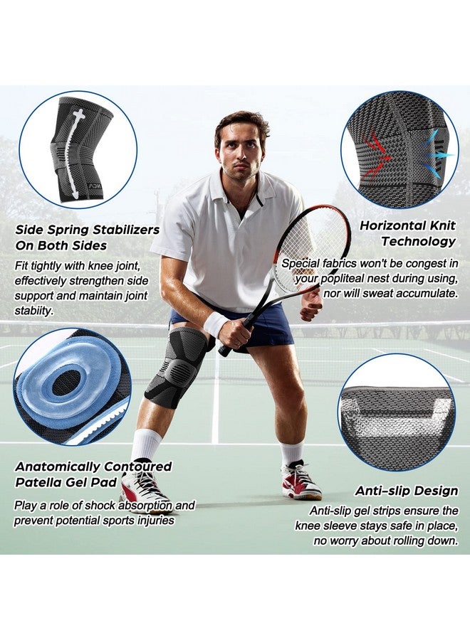 NEENCA Professional Knee Brace for Pain Relief, Medical Knee Compression Sleeve, Knee Support with Horizontal Knit Tech for Meniscus Tear, ACL, Arthritis, Joint Pain, Runner, Workout- FSA/HSA APPROVED - Image 3