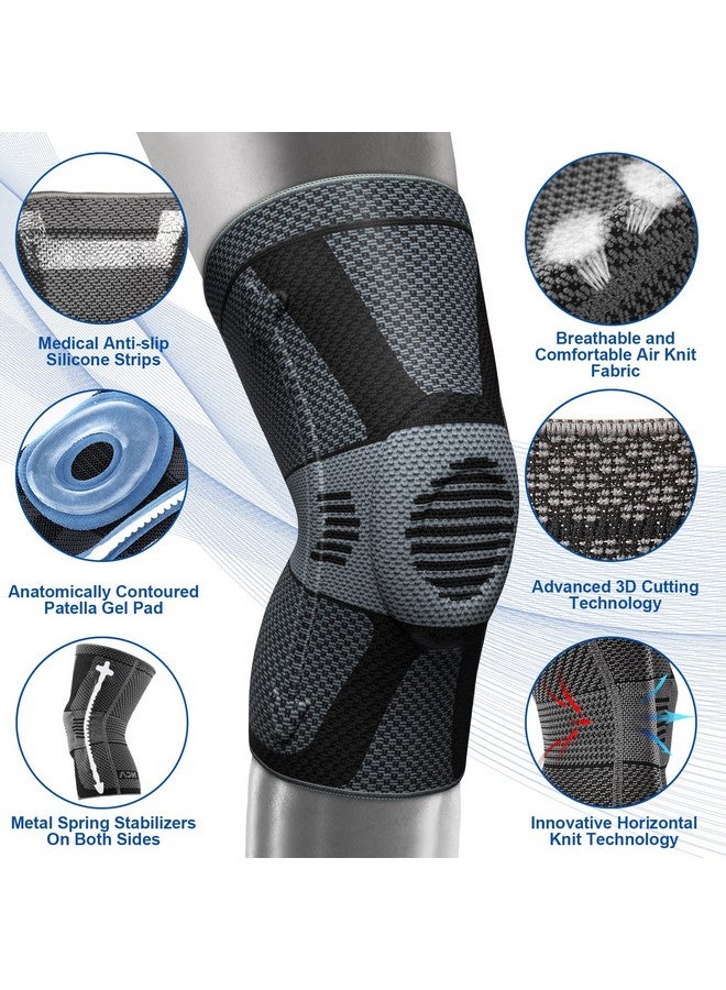 NEENCA Professional Knee Brace for Pain Relief, Medical Knee Compression Sleeve, Knee Support with Horizontal Knit Tech for Meniscus Tear, ACL, Arthritis, Joint Pain, Runner, Workout- FSA/HSA APPROVED - Image 2