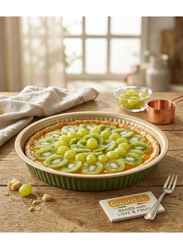 Guardini Profesional Flat Tart Cake Pan 28 cm  for making Pie, Tarts, Cakes, Made in Italy Green/Brown - Image 2