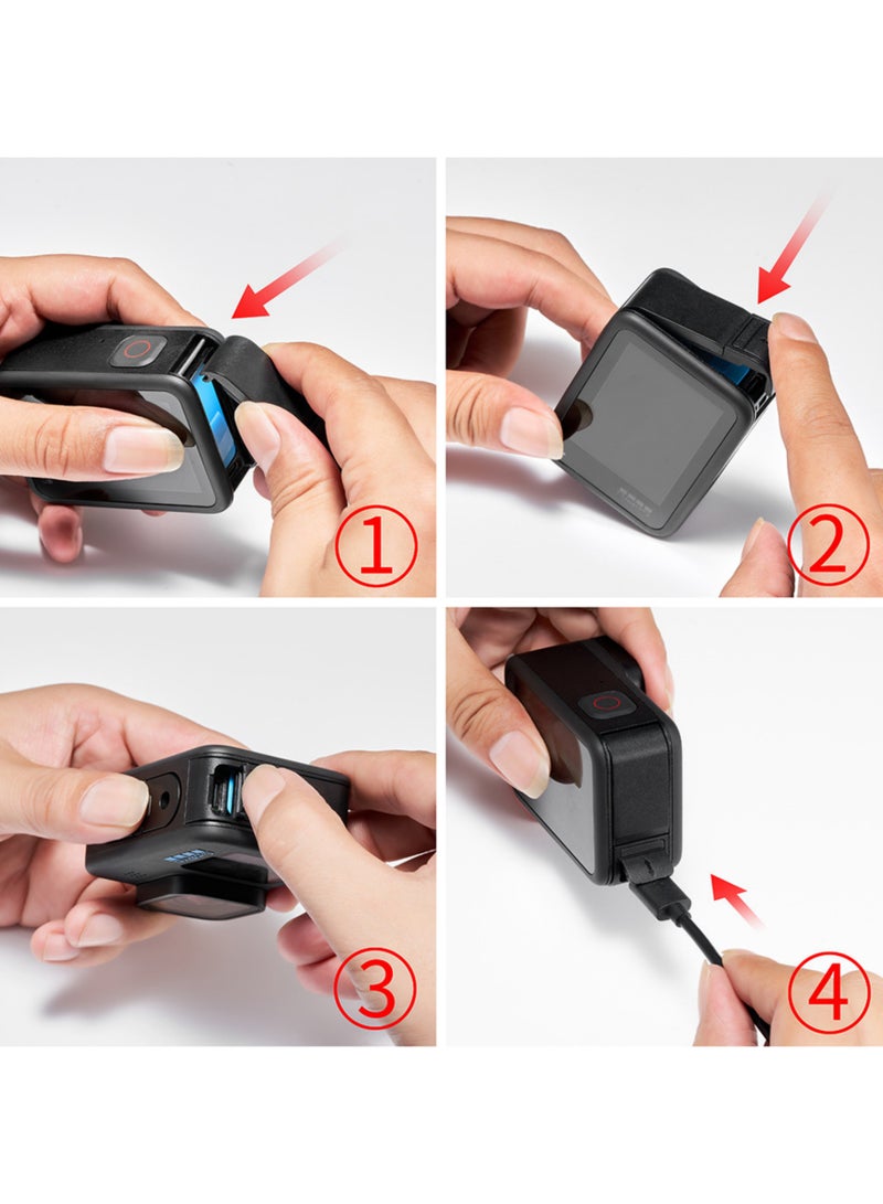 أواسيس لينك جراب كاميرا أسود متوافق فقط مع عدسة Go Pro Hero 13 السوداء القياسية، وغطاء جانبي للبطارية وحامي شاشة وغطاء عدسة وحبل، متوافق مع مجموعة ملحقات Hero 13 السوداء - Image 3