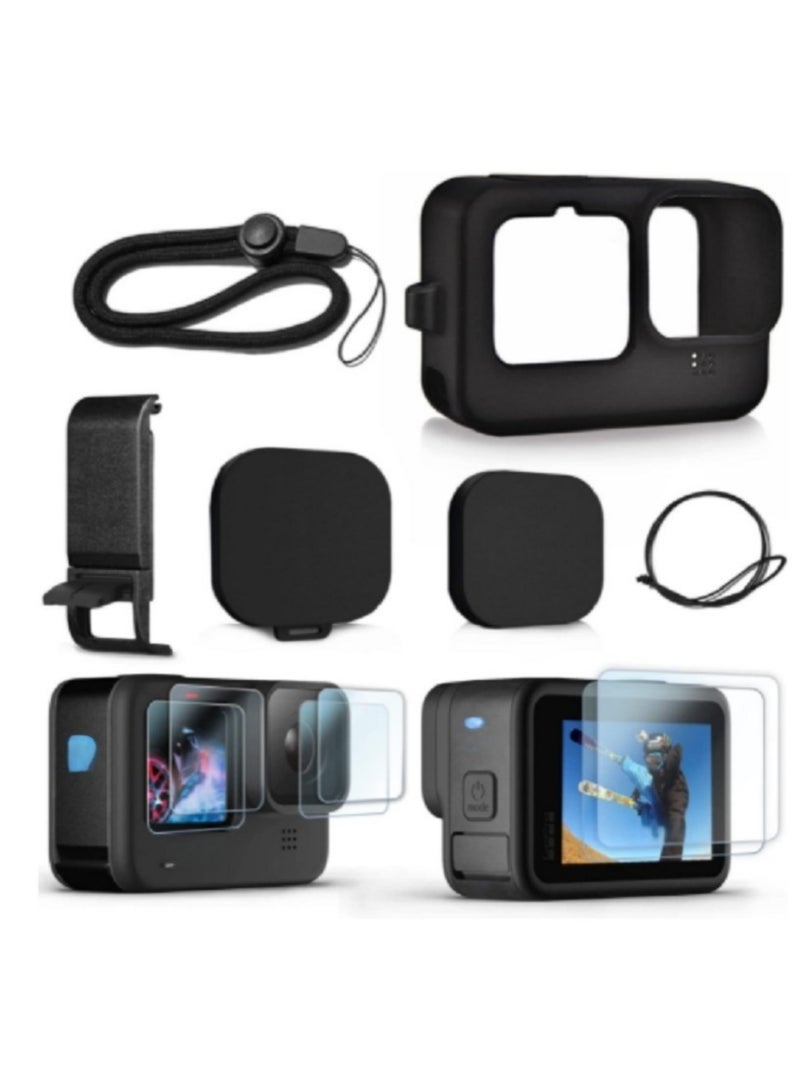 أواسيس لينك جراب كاميرا أسود متوافق فقط مع عدسة Go Pro Hero 13 السوداء القياسية، وغطاء جانبي للبطارية وحامي شاشة وغطاء عدسة وحبل، متوافق مع مجموعة ملحقات Hero 13 السوداء - Image 2