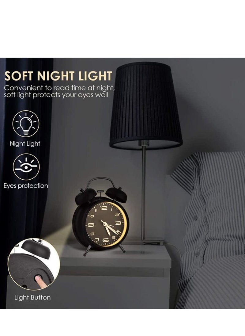 Arabest - 4 Inch Twin Bell Loud Alarm Clock, Metal Frame 3D Dial with Backlight Table Alarm Clock For Home and Office - Image 1