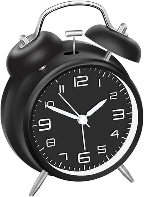 4 Inch Twin Bell Loud Alarm Clock, Metal Frame 3D Dial with Backlight Table Alarm Clock For Home and Office