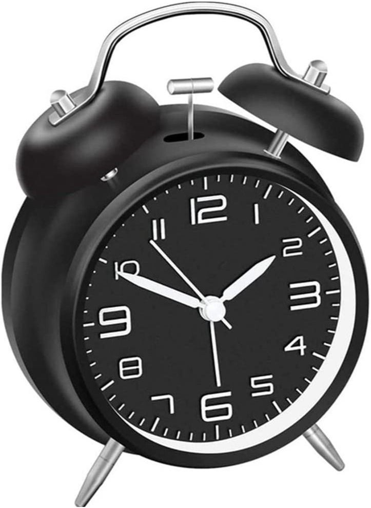 Arabest - 4 Inch Twin Bell Loud Alarm Clock, Metal Frame 3D Dial with Backlight Table Alarm Clock For Home and Office - Image 1