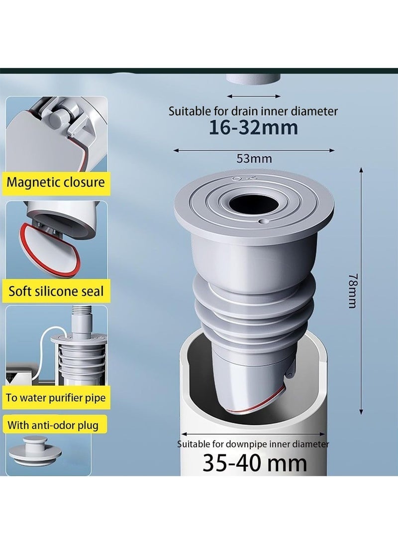 Arabest 3 عبوات سدادة تصريف المطبخ، سدادة خرطوم تصريف غسالة، حلقة سيليكون مضادة للرائحة، مناسبة لحمام حوض المطبخ 35-40 مم (الحجم S) - Image 3