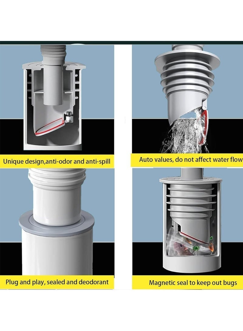 Arabest 3 عبوات سدادة تصريف المطبخ، سدادة خرطوم تصريف غسالة، حلقة سيليكون مضادة للرائحة، مناسبة لحمام حوض المطبخ 35-40 مم (الحجم S) - Image 4