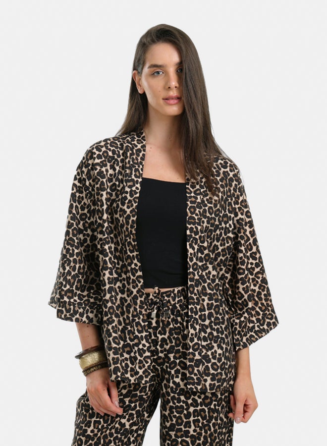 Clue Leopard All Over Printed Kimono  - Image 1