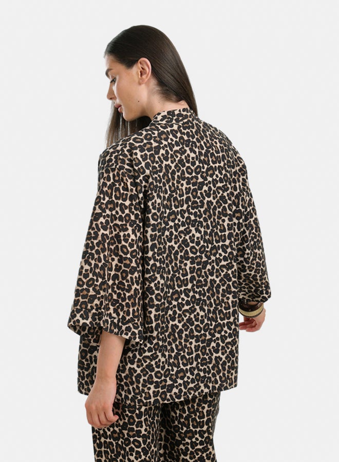 Clue Leopard All Over Printed Kimono  - Image 3