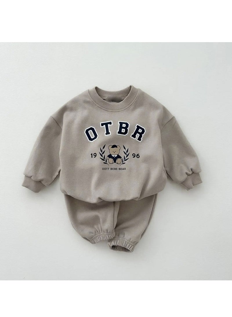 RedMapleTEK Baby Soft Cotton Long Sleeve Long Pants Sweatshirt Two-piece Set - Image 1