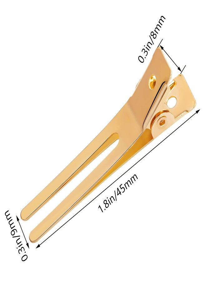 ووب مشابك تجعيد الشعر ذات الشوكتين من ووبي، مقاس 1.8 بوصة، 50 قطعة من مشابك التمساح المعدنية، دبابيس شعر رائعة لربطات الشعر، مشابك تصفيف الشعر لصالونات التجميل والحلاقين (ذهبي) - Image 2