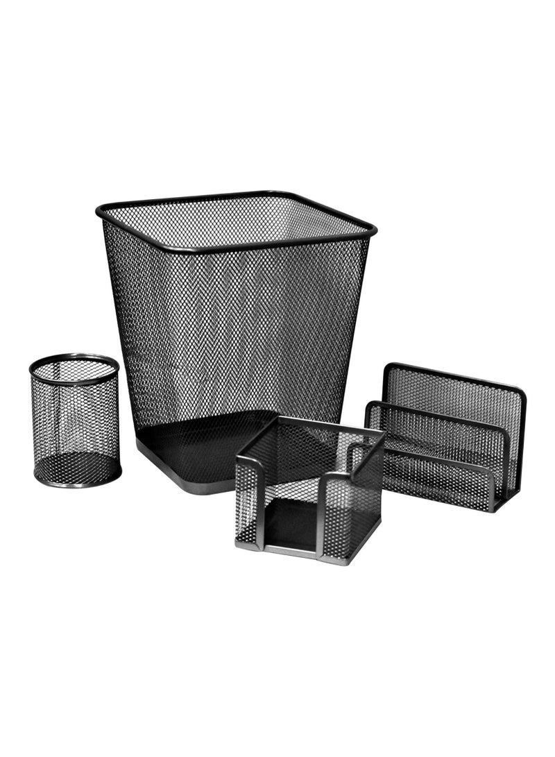 FIS Metal Mesh Office Set, 4 Pieces Per Pack, Black Color - FSDSMM03BK