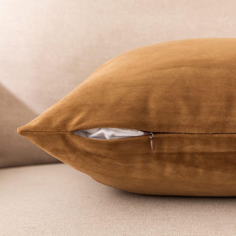 NiNi ALL Decorative Throw Pillow Covers Velvet 22x22 Inch Pack of 2 Brown Cushion Covers Soft for Couch Sofa Bedroom Living Room Outdoor - Image 5