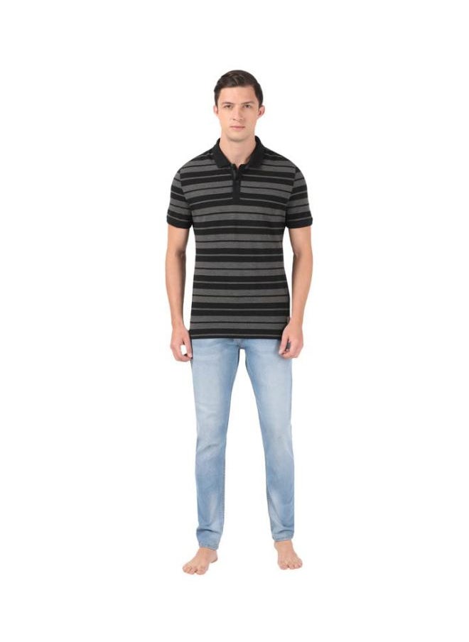 JOCKEY - تي شيرت بولو مخطط من القطن الممشط للرجال من Jockey US93 - Image 1