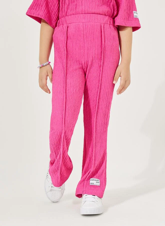 Styli Textured Knit Dropped Shoulder T-Shirt & Pants Set