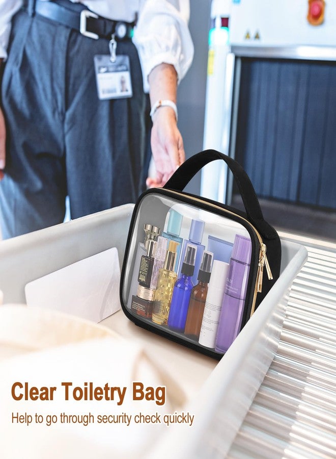 Wedama TSA Approved Toiletry Bag, 2 Pack Clear Makeup Bags with Handles, Quart Size Clear Toiletry Bags, PVC Clear Cosmetic Bags for Women and Men, Carry on Airport Airline Compliant Bag, Black - Image 2