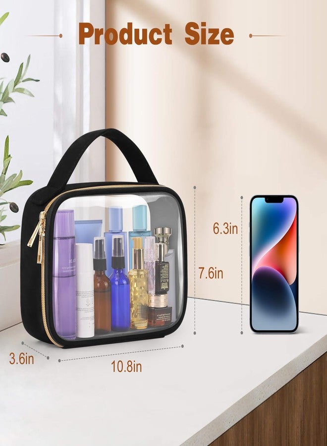 Wedama TSA Approved Toiletry Bag, 2 Pack Clear Makeup Bags with Handles, Quart Size Clear Toiletry Bags, PVC Clear Cosmetic Bags for Women and Men, Carry on Airport Airline Compliant Bag, Black - Image 3