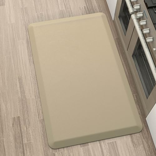 More Decor More Décor Anti Fatigue Kitchen Floor Mat, Standing Desk Mat, Non Slip, Waterproof - Rug Size 17.3" x 28" 0.47" Thickness - Beige - Image 1
