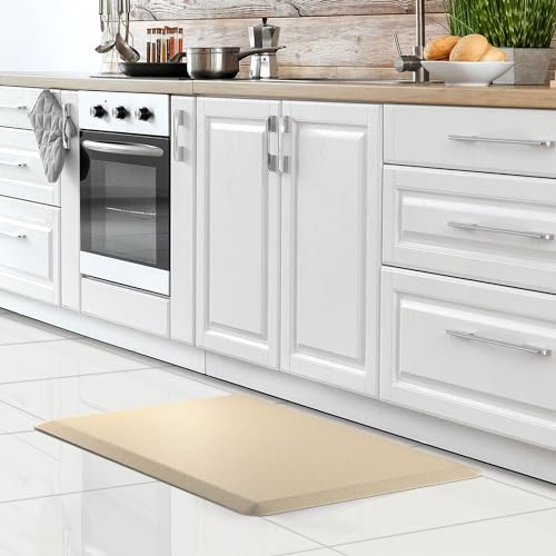 More Decor More Décor Anti Fatigue Kitchen Floor Mat, Standing Desk Mat, Non Slip, Waterproof - Rug Size 17.3" x 28" 0.47" Thickness - Beige - Image 2