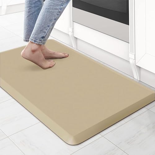 More Decor More Décor Anti Fatigue Kitchen Floor Mat, Standing Desk Mat, Non Slip, Waterproof - Rug Size 17.3" x 28" 0.47" Thickness - Beige - Image 3