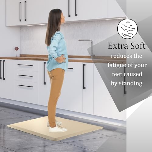 More Decor More Décor Anti Fatigue Kitchen Floor Mat, Standing Desk Mat, Non Slip, Waterproof - Rug Size 17.3" x 28" 0.47" Thickness - Beige - Image 5