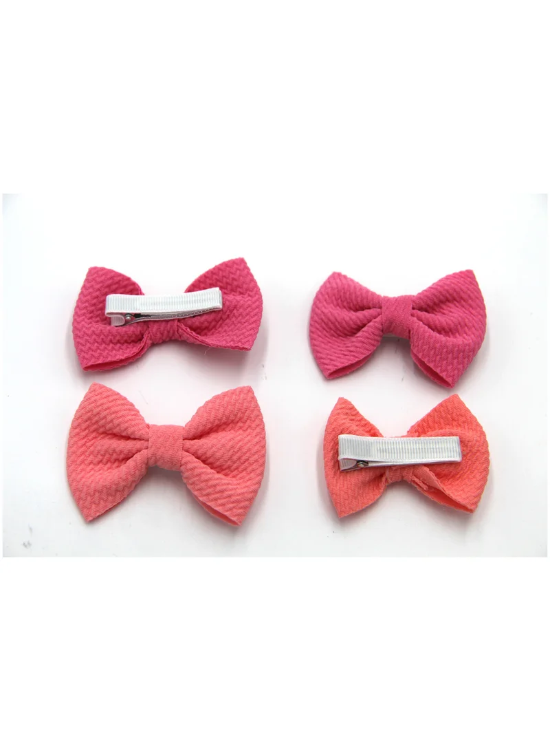 D'Daniela Nisha Ribbon Bow Clip Set For Babies and Girls -  Hot Pink & Pomelo Pink