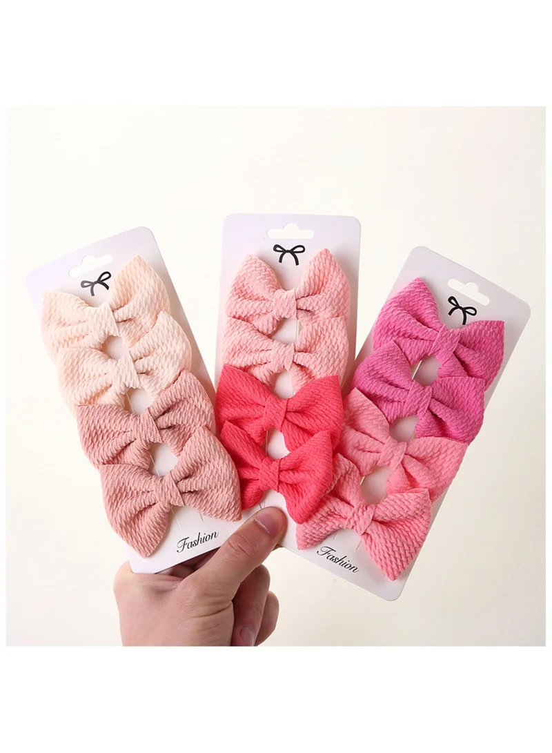 D'Daniela Nisha Ribbon Bow Clip Set For Babies and Girls -  Hot Pink & Pomelo Pink