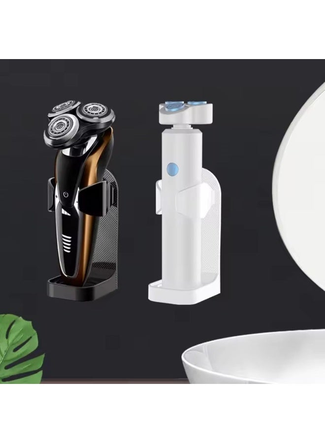 Zalcoon Adjustable Electric Shaver Holder Wall Mount, Nailless Glue Razor Holder, Electric Toothbrush Holder, White Bathroom Shower Electric Shaver Holder (White) - Image 1