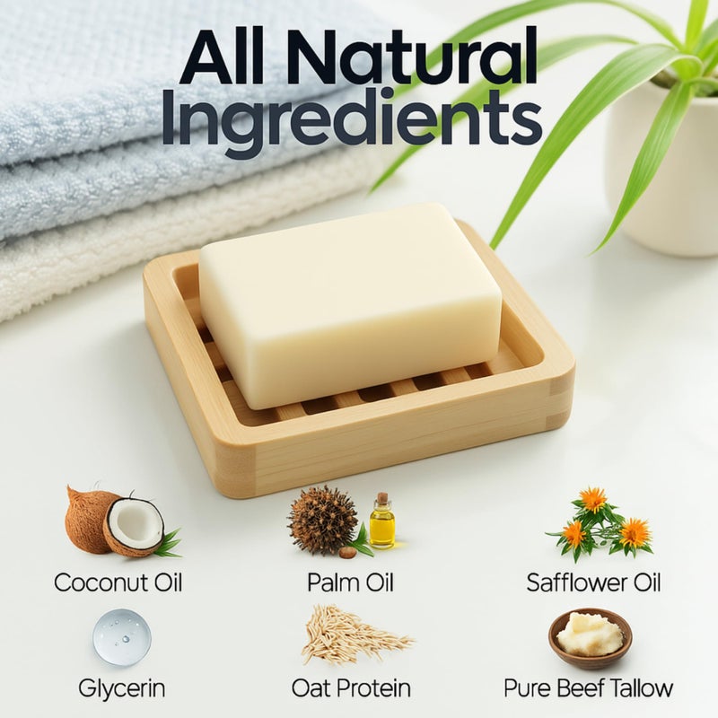 Natrulo Beef Tallow Soap Bar â€“ All Natural Grass Fed Tallow Soap Unscented â€“ Moisturizing Face & Body Wash Great for Eczema, Dry, Itchy, Sensitive Skin â€“ Handcrafted Bath Soap for Adults, Kids, Made in USA - Image 5