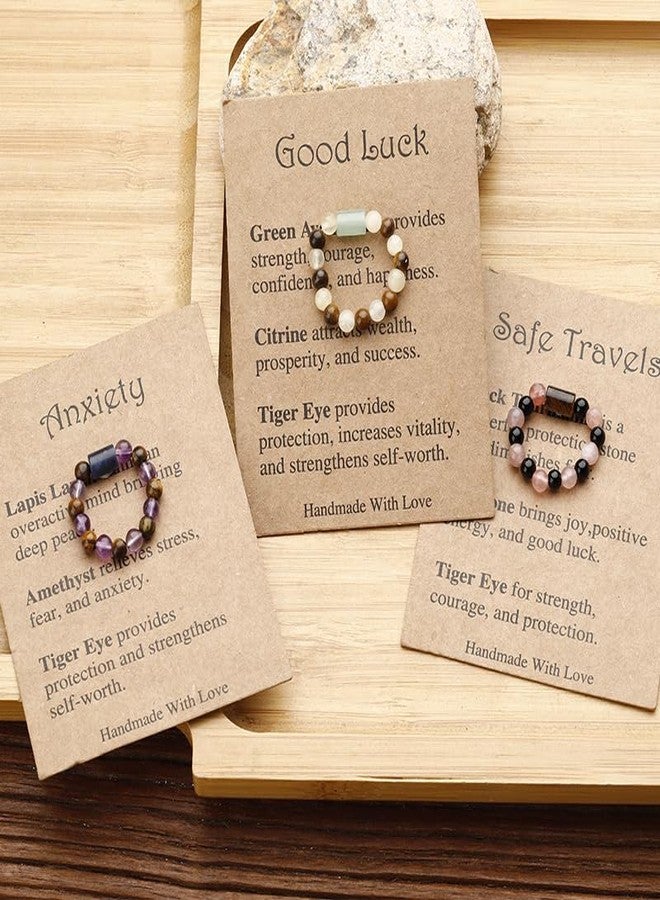 خواتم مطاطية من الأحجار الطبيعية من بينغيونغ تشانغ للنساء والرجال، مصنوعة يدويًا من الخرز الكريستالي، خواتم للحماية من القلق، خواتم أحجار علاجية، هدايا مجوهرات للأعياد وأعياد الميلاد - C - Image 3