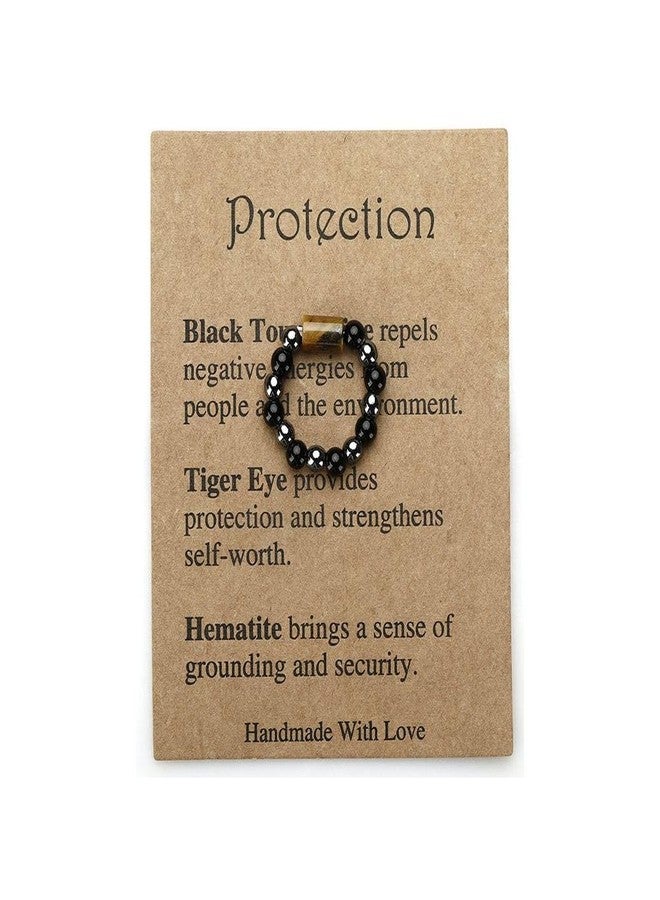 خواتم مطاطية من الأحجار الطبيعية من بينغيونغ تشانغ للنساء والرجال، مصنوعة يدويًا من الخرز الكريستالي، خواتم للحماية من القلق، خواتم أحجار علاجية، هدايا مجوهرات للأعياد وأعياد الميلاد - C - Image 1