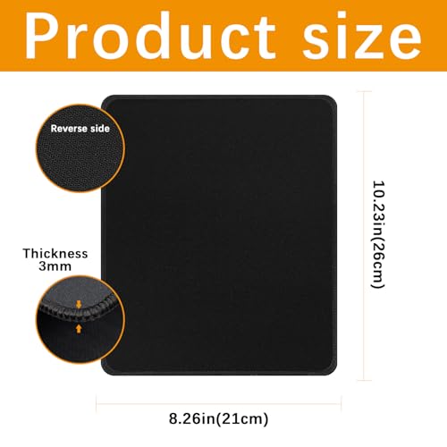 Anpuimult 12 PCS Black Mouse pad Bulk with Stitched Edge,10.2x8.3inches 3mm Thickness Premium Textured Non-Slip Rubber Base Washable for Office and Home Use - Image 2
