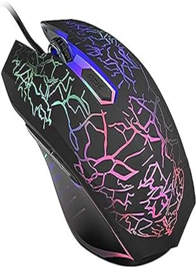 3D Rainbow Lightning Gaming Mouse- Black 