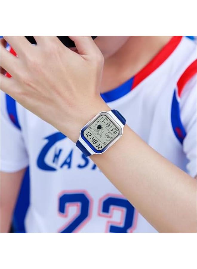 Digital Watch Rectangular Watches for Women Men White Unisex Square LED Electronic 5ATM Waterproof Wristwatch Sports Silicone Strap  - Image 3