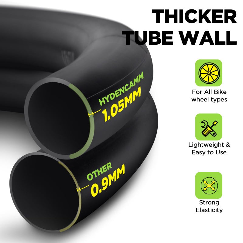 Hydencamm هيدينكام 2 عبوة 700x35C/38C/40C/43C صمام شريدر AV48mm أنبوب دراجة 700c، أنبوب دراجة طريق بيوتل 700C مع 2 رافعة إطارات، أنبوب 700c متوافق مع 700 x 35C 700x38C 700x40C 700x42C 700x43c - Image 3