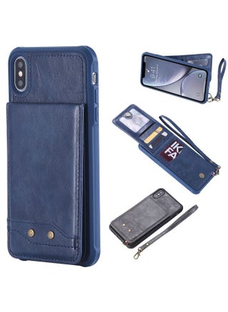 Case Cover For iPhone XS Max Vertical Flip Shockproof Leather Protective Case with Short Rope, Support Card Slots & Bracket & Photo Holder & Wallet Function Blue - pzsku/Z62D5C89BE0EE1D7A8CADZ/45/_/1712356672/c9e9d92a-e0ba-42f3-80ee-99cfb44a1f8b