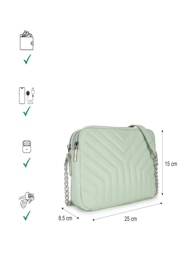 Fastrack Pastel Quilt Sling Bag for Women | Lightweight Quilted Crossbody with 3 Zippered Compartments, Detachable Strap and Soft-Tone Hardware | Stylish Everyday Sling for Casual Outings and College - Image 4
