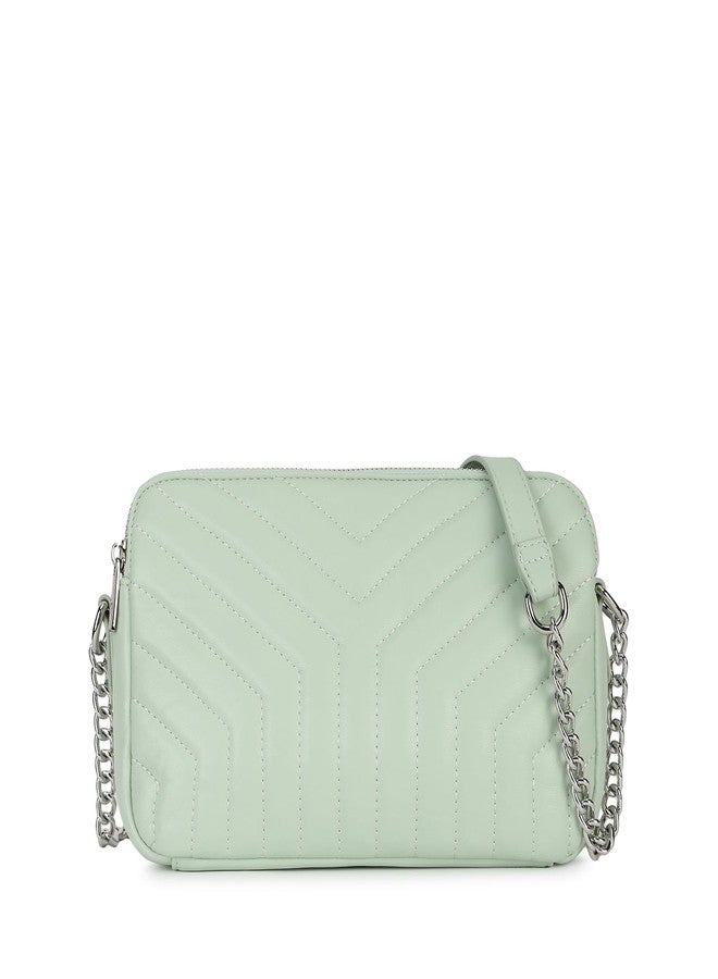 Fastrack Pastel Quilt Sling Bag for Women | Lightweight Quilted Crossbody with 3 Zippered Compartments, Detachable Strap and Soft-Tone Hardware | Stylish Everyday Sling for Casual Outings and College - Image 1