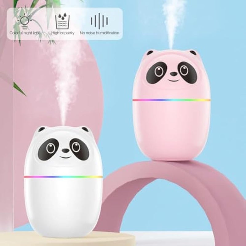 XPY-V9 Mini Humidifier | Cool Mist Panda Humidifier with 7 Color Night Lights, Small Usb Ultrasonic air With Essential Oil Diffuser For Bedroom, Livingroom, Kidsroom & Office Moisture (Pink) - Image 5