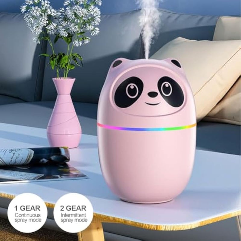 XPY-V9 Mini Humidifier | Cool Mist Panda Humidifier with 7 Color Night Lights, Small Usb Ultrasonic air With Essential Oil Diffuser For Bedroom, Livingroom, Kidsroom & Office Moisture (Pink) - Image 4