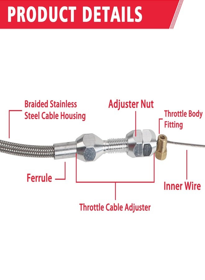 Fitede LS1 Throttle Cable Kit 36" Long Fits for 97-07 Chevy LS1 Engine 4.8L 5.3L 5.7L 6.0L,LS Swap Throttle Cable Repair Kit Accelerator Cable Stainless Steel Braided - Image 4