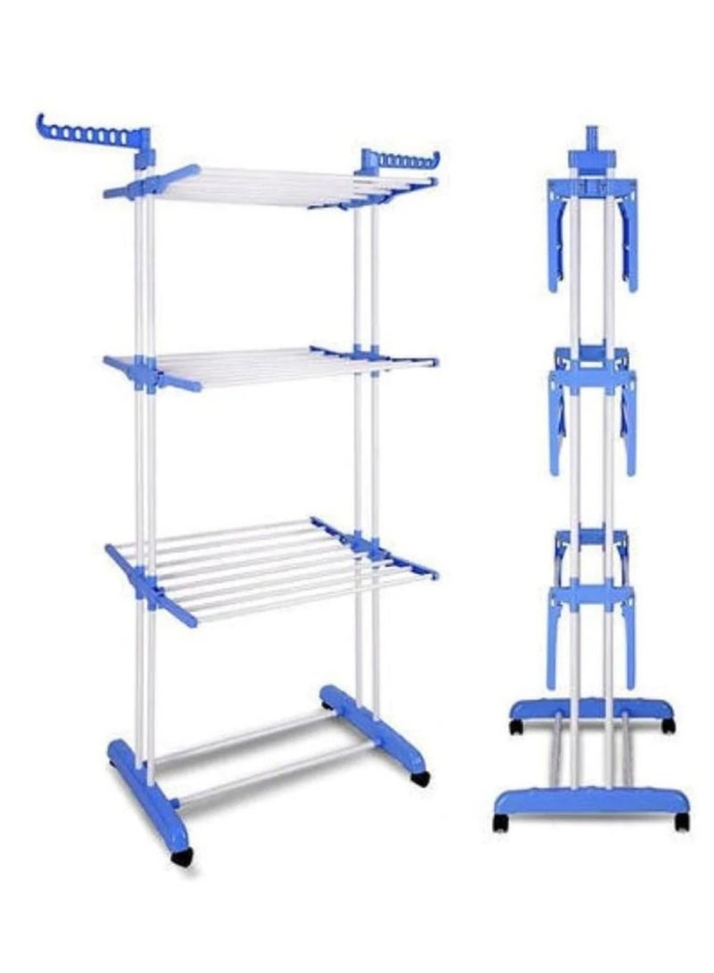 CATANES 4 Tier Hanger dryer clothes Folding metal Clothes Dryer clothes rack with wheels with casters Indoor Outdoor - Image 2