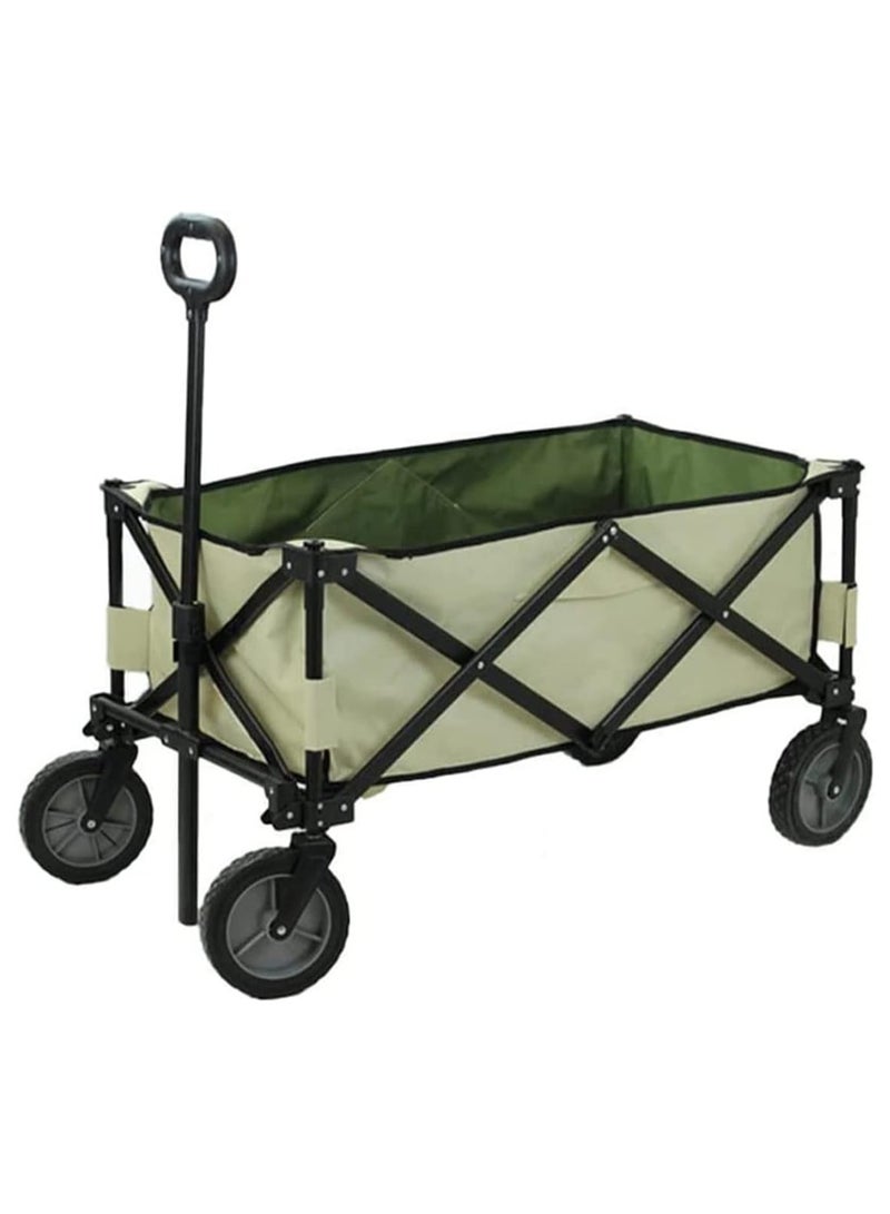 Heavy Duty Folding Beach Wagon, Collapsible Camping Cart with Wide Tires – Portable Hand Wagon for Garden, Yard, Shopping, and Beach Trips Color( Blue, Red, Green) - Image 1