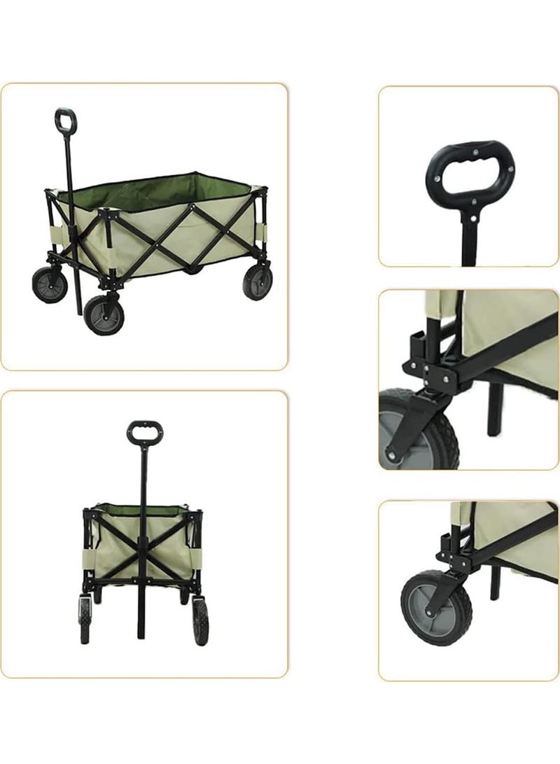 Heavy Duty Folding Beach Wagon, Collapsible Camping Cart with Wide Tires – Portable Hand Wagon for Garden, Yard, Shopping, and Beach Trips Color( Blue, Red, Green) - Image 2
