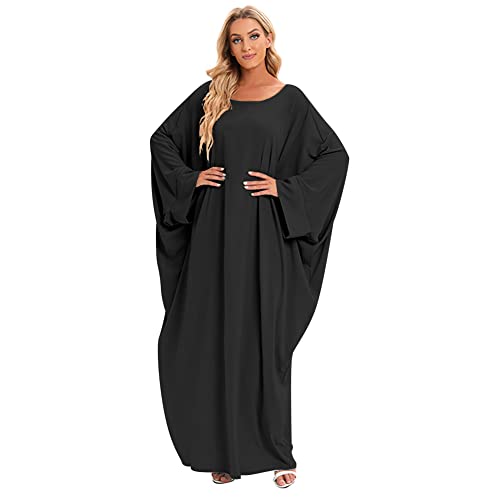 IKADEX Muslim Dress for Women Pakistani Kaftan Abaya Robe Hijab Arabic Islamic Prayer Clothes Dubai Outfits Black Robe - Image 3