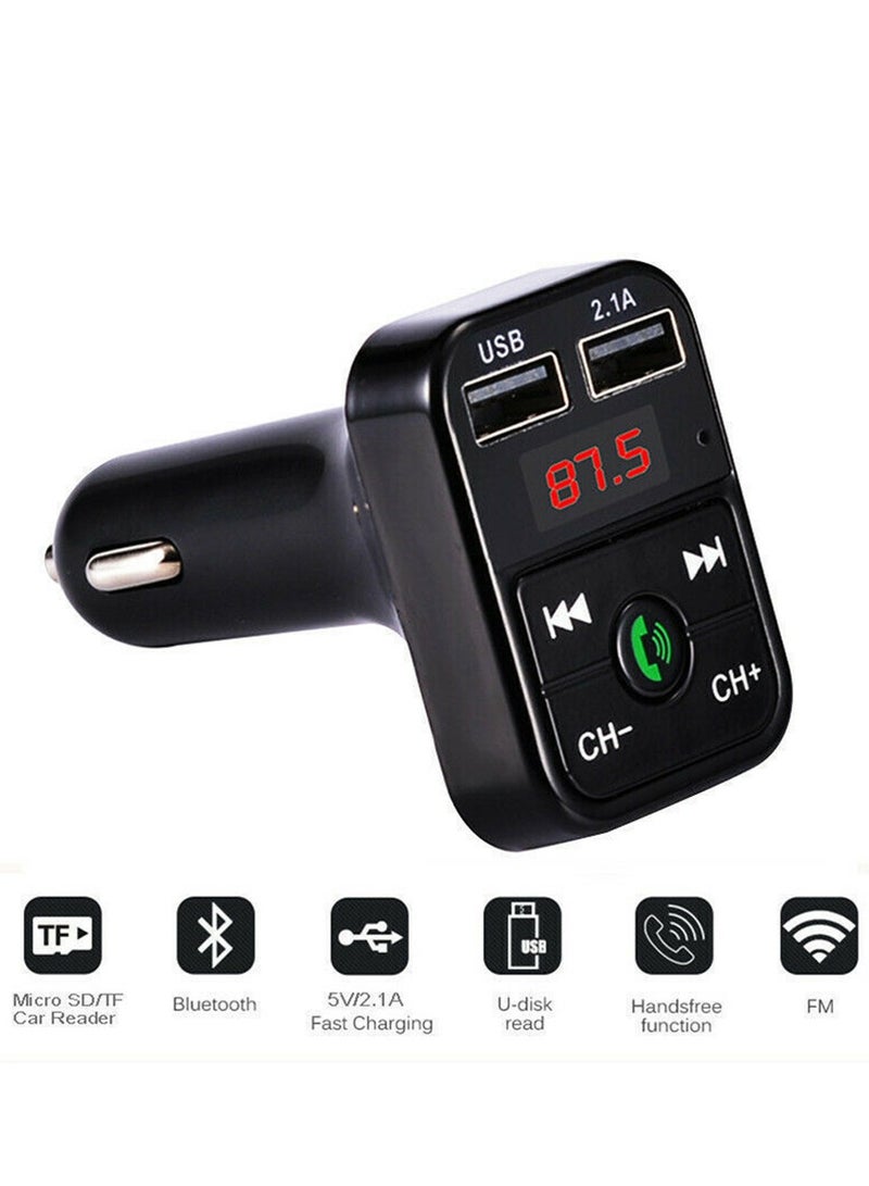 مشغل بلوتوث للسيارة بدون استخدام اليدين، معدل صوت للسيارة، راديو FM لاسلكي بدون استخدام اليدين مع شحن USB تلقائي، مشغل MP3 للسيارة - Image 2