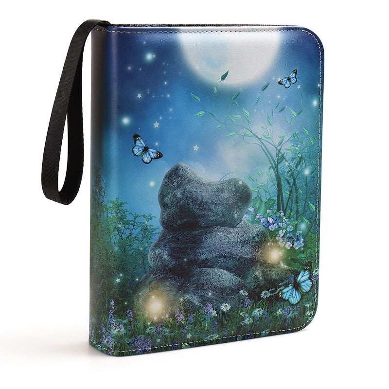 VEELAM 4 Pocket Trading Card Binders for 400 Cards Cartoon Forest Night Moon Butterfly Pattern - Image 2