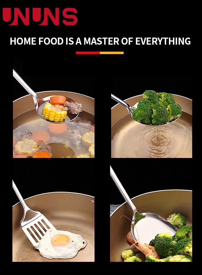 UNUNS Stainless Steel Cooking Tool Set,6-Piece Kitchen Utensils Set With Holder,Silver - Image 4