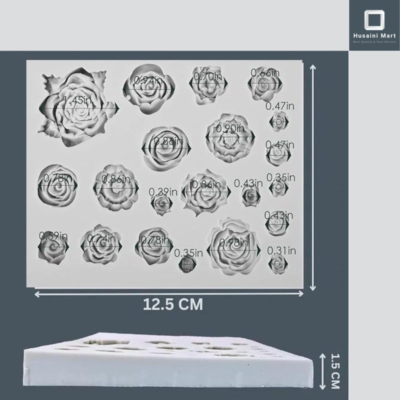 Husaini Mart HUSAINI MART Multicolour Roses Flower Silicone Mold 21 Cavity Mini Rose Fondant Mold for Sugarcraft Cake Decoration Gumpaste Icing Polymer Clay Chocolate etc  - Image 2
