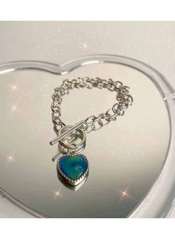 جلوسكي Color-Changing Heart Bracelet – Mood Matching Friendship Jewelry, Temperature Sensitive, Gift for Besties/Students - Image 1
