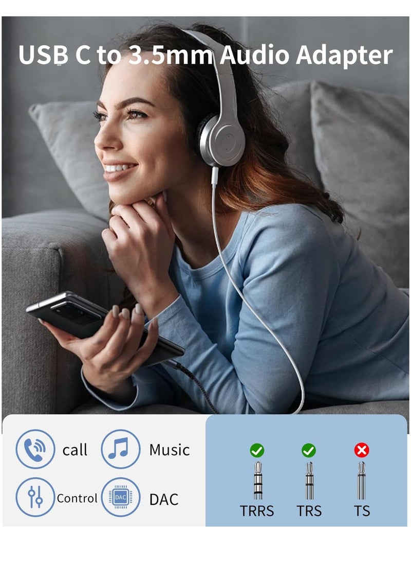 USB C to 3.5mm Audio Headphone Jack Adapter USB Type-c Male to 3.5mm Digital Audio Adapter Cable HiFi DAC Braided Cable Cord for Samsung Galaxy S22 S21 iPhone 15 14 13 iPad MacBook Pixel 5 6 XL - Image 5